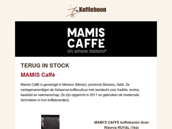 Terug in Stock : Mamis Caffé koffiebonen ☕