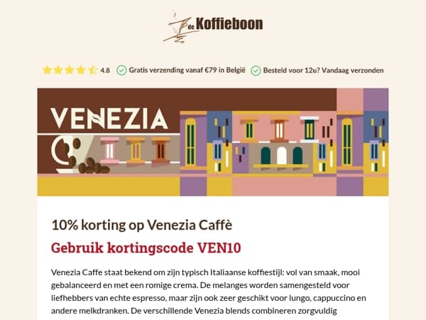 10% korting op Venezia Caffè ☕