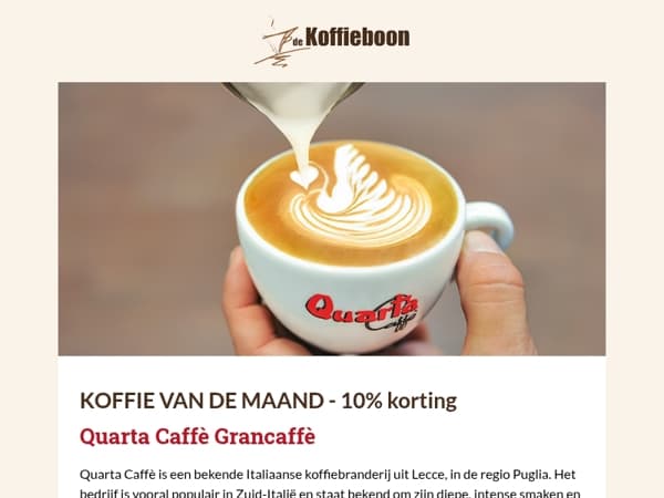 Koffie van de maand: Quarta Grancaffe - 10% korting ☕
