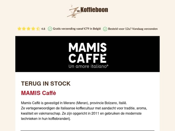 Terug in Stock : Mami's Caffé koffiebonen ☕