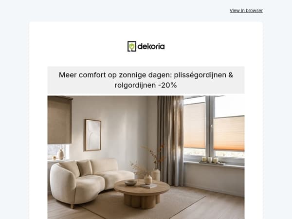 ☀️ Meer comfort op zonnige dagen: plisségordijnen & rolgordijnen -20%