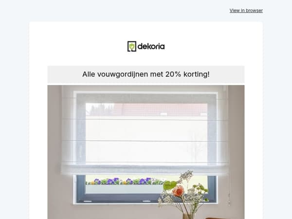 🎉Happy Weekend -20% op alle vouwgordijnen! Heb je liever korte gordijnen? Ook die zijn nu 20% voordeliger! 🔥