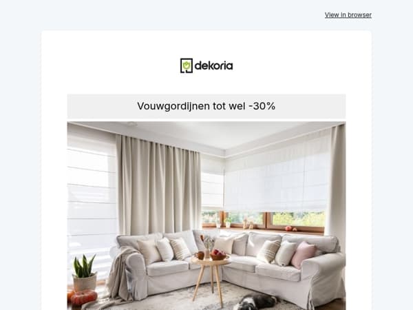 🖤 Black Week! Tot wel -30% korting op alle vouwgordijnen