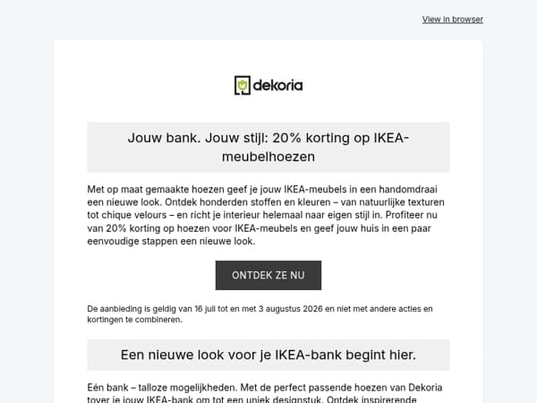 🛋️ Jouw bank. Jouw stijl: 20% korting op IKEA-meubelhoezen