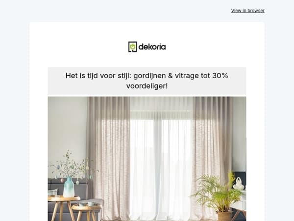 Het is tijd voor stijl: gordijnen en vitrage tot 30% voordeliger!