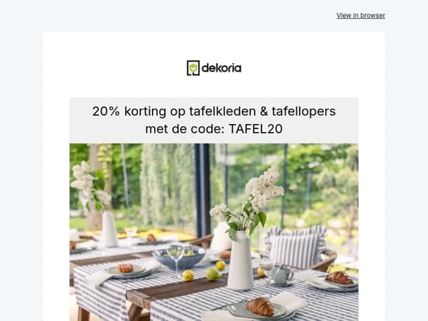 Happy Weekend! 🎉 20% korting op tafelkleden & tafellopers 🎁