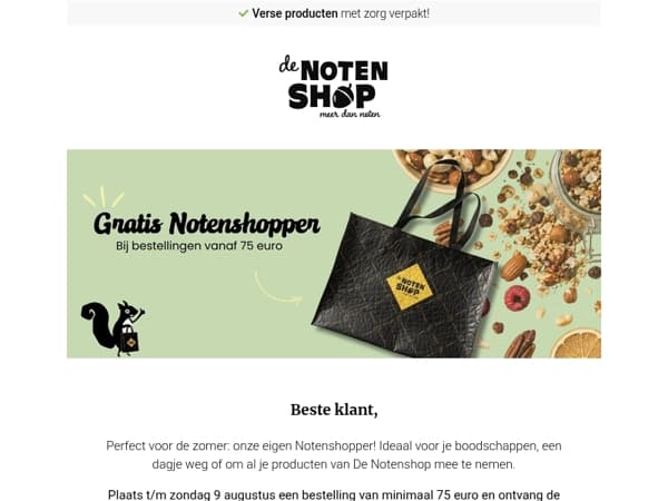 Ontvang een gratis Notenshopper bij je bestelling vanaf 75 euro ☀️