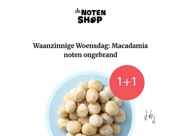 1+1 gratis op Macadamia noten