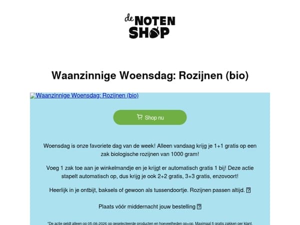 1+1 gratis op Rozijnen (bio) 🍇