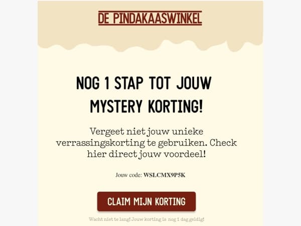 Je mystery korting wacht nog op je...