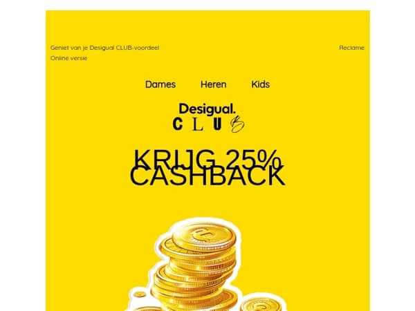 25% cashback met je eerste aankoop