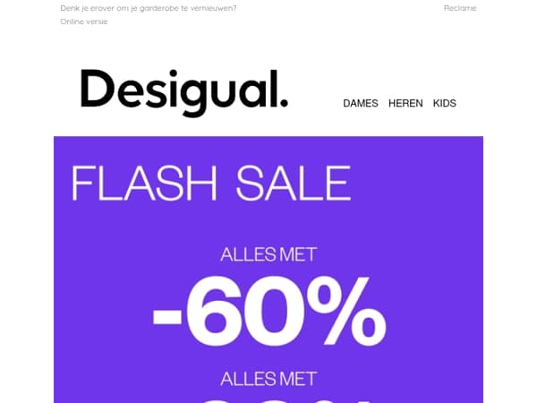 ALLES MET -60%. Slechts drie dagen.