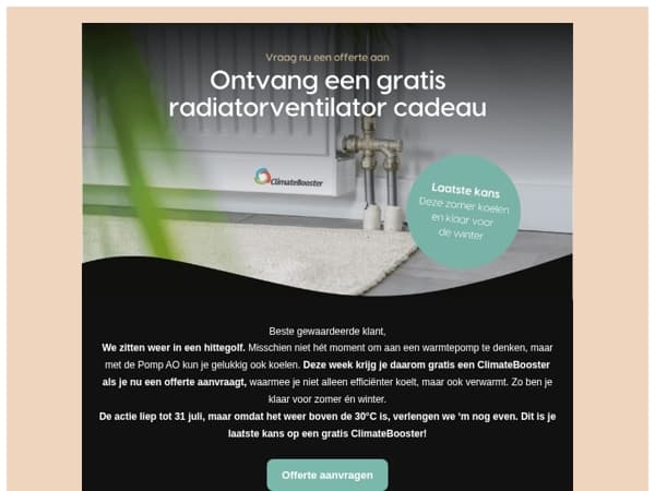Laatste kans | Gratis ClimateBooster voor efficiënte koeling