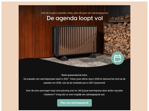 De agenda loopt vol! Behoud de hogere warmtepompsubsidie