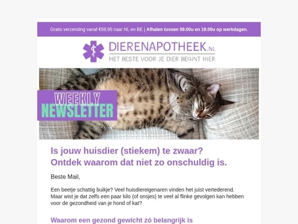 📏 Een paar kilo te veel? Waarom gewicht écht telt voor je dier.