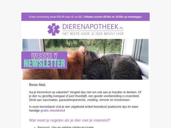 🐾 Checklist nodig? Zo bereid je je dier goed voor op de vakantie