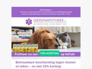 🐶🐱 Bescherm je huisdier tegen vlooien & teken – Nu 15% korting!