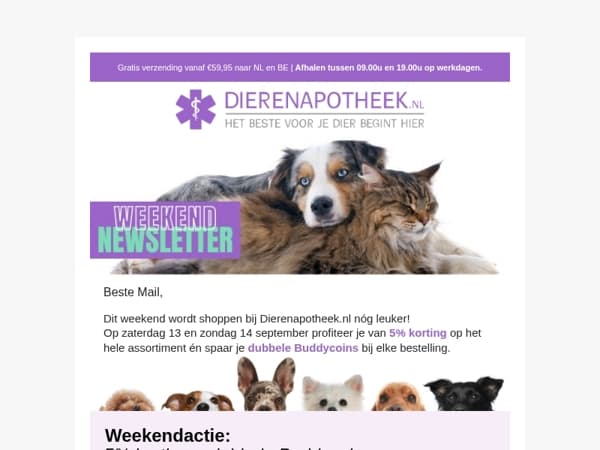🎉 Dubbel voordeel: 5% korting + dubbele Buddycoins!