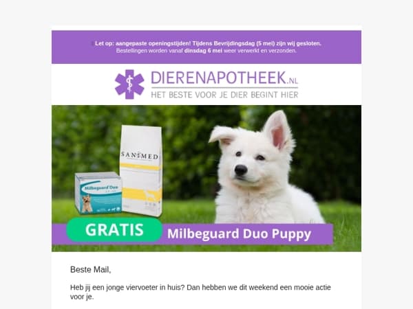 🎉 Gratis Milbeguard Duo voor je puppy!