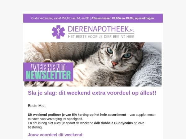 🐾 Extra voordeel: dit weekend 5% korting op alles!
