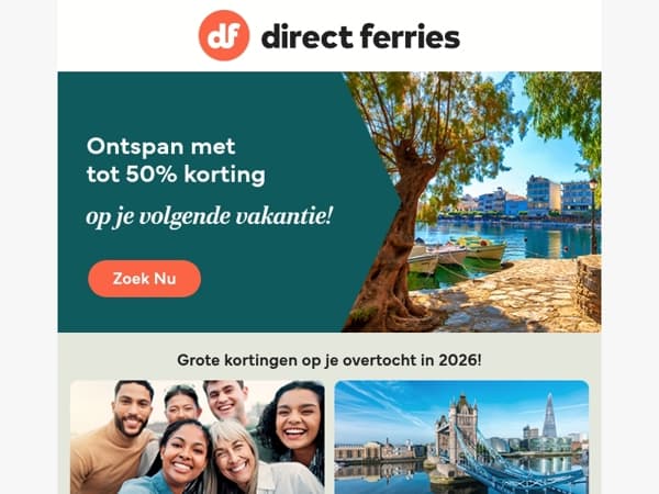 Tot 50% korting op je volgende vakantie!