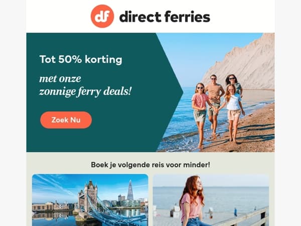 Tot 50% korting met onze zonnige ferry deals!