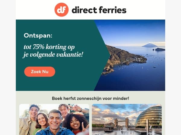 Ontspan: tot 75% korting op je volgende vakantie!