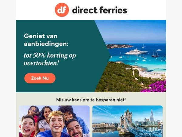 Geniet van aanbiedingen: tot 50% korting op overtochten!