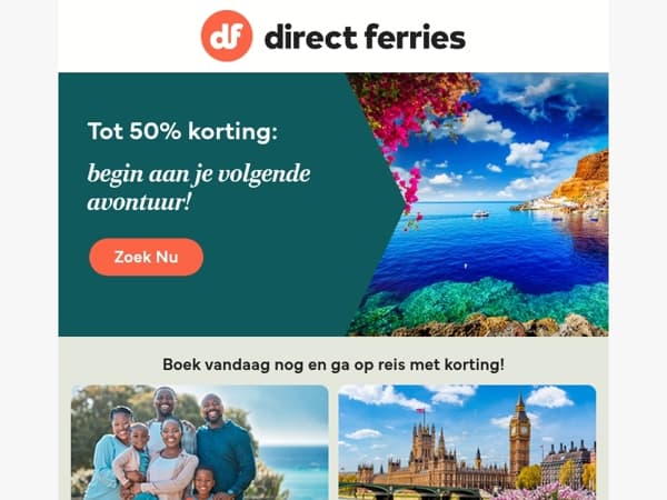 Tot 50% korting: begin aan je volgende avontuur!