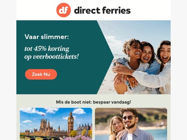 Vaar slimmer: nu 45% korting op veerboottickets!
