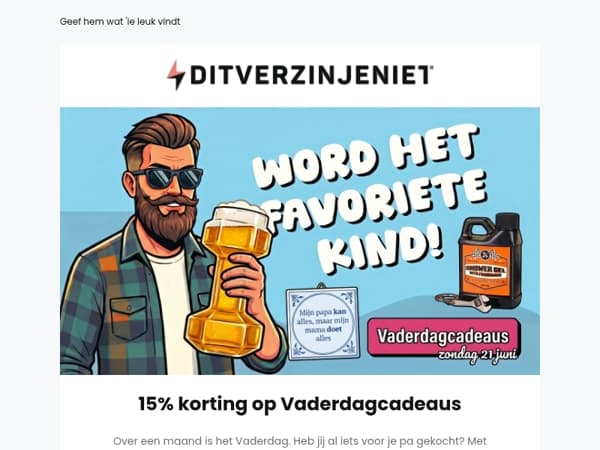 Shop nu met 15% korting voor Vaderdag 😍