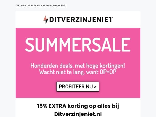 SUMMERSALE: 15% EXTRA korting op ALLES 🚀