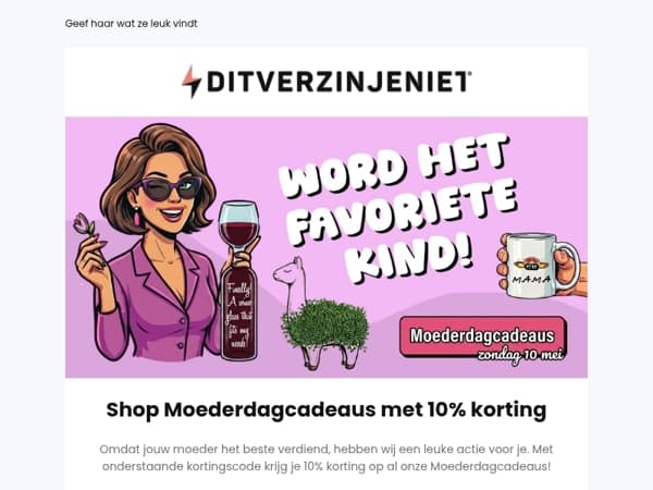 Koop je Moederdagcadeaus met 10% korting! 🎁