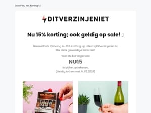 -15% op ALLES bij Ditverzinjeniet.nl! 🎁