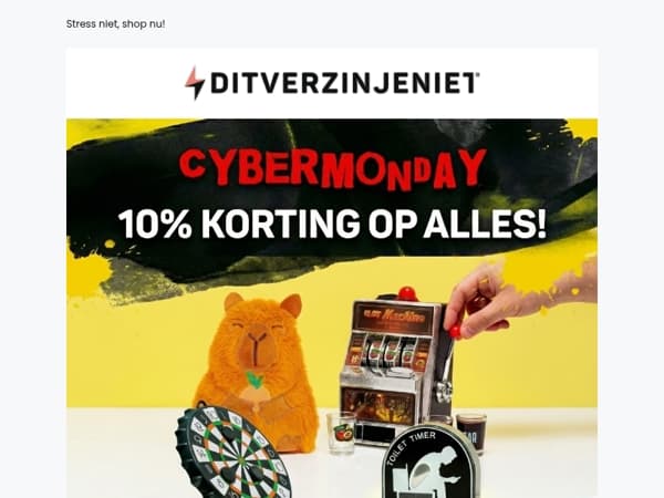 Black Friday gemist? No worries: deze Cyber Monday krijg je 10% korting op alles! 😁