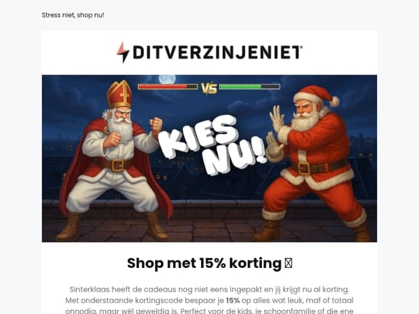 Hey Mailaanbiedingen, de Sint trakteert: 15% korting op alle cadeautjes!
