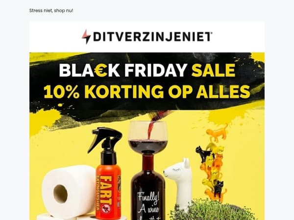 Mailaanbiedingen, het is Black Friday en je krijgt 10% korting op alles! 🖤