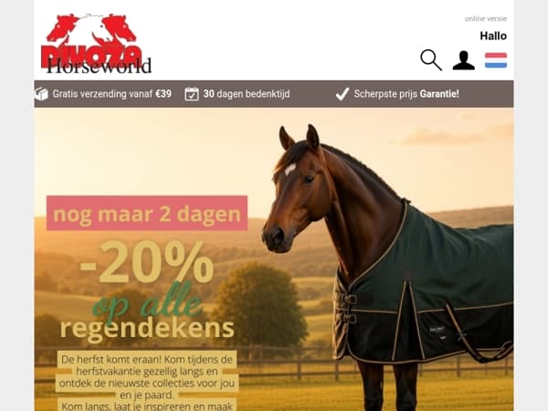 Nog 2 dagen! -20% op alle Regendekens 🍂 🌞 🍃