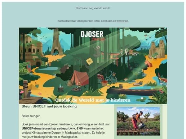 Steun UNICEF met jouw boeking