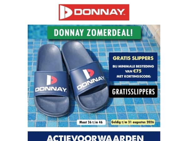 🩴 Gratis Donnay badslippers bij bestellingen vanaf €75