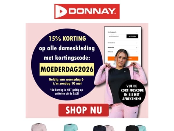 🔥 Moederdagdeal: 15% korting op Donnay dameskleding!