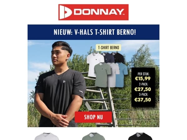 👕Jouw nieuwe favoriete basic: Donnay V-hals T-shirt Berno😍