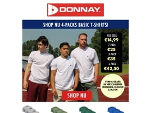 Shop nu 4-packs T-shirts voor €42,50! 👕🛒