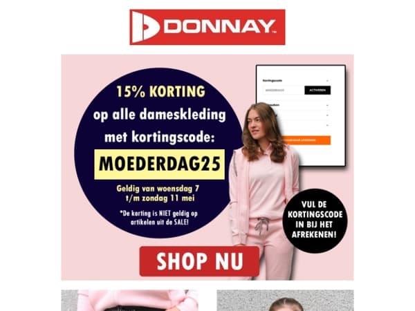 NU 15% korting op alle dameskleding met kortingscode: MOEDERDAG25 💝
