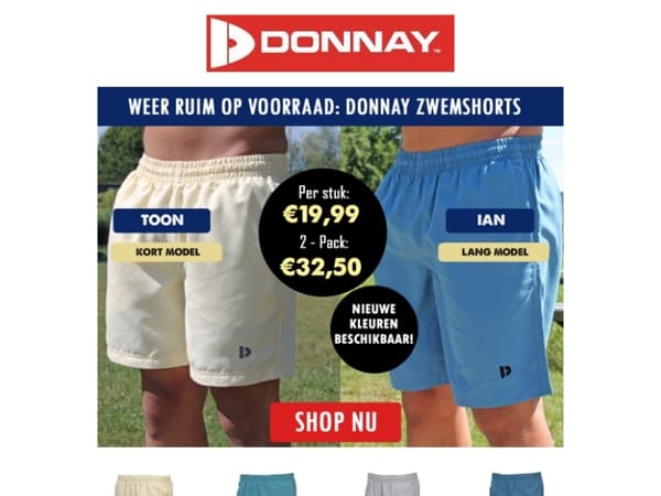 🌊🩳Jouw favoriete Donnay zwemshorts, nu in nieuwe kleuren