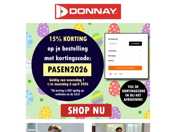 Donnay Paasdeal: 15% korting met code PASEN2026🐣