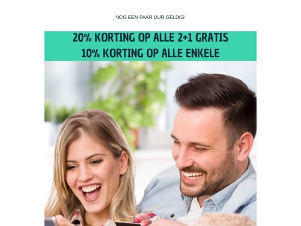 Tot 20% korting. Nog een paar uur! ⏰