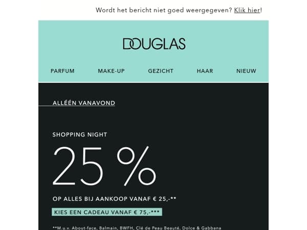 🏝️ Shopping Night | -25% OP ALLES bij aankoop vanaf € 25,-**