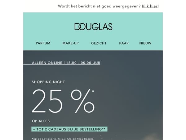 -25%* op ALLES tijdens SHOPPING NIGHT 💋🌙