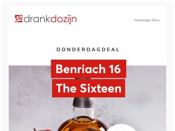 DonderdagDeal | Benriach 16 years The Sixteen Single Malt 70CL